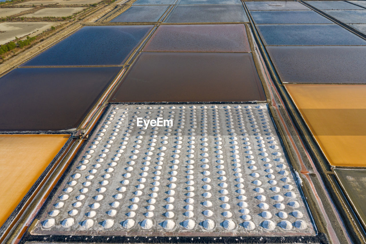 High angle view of salt flats