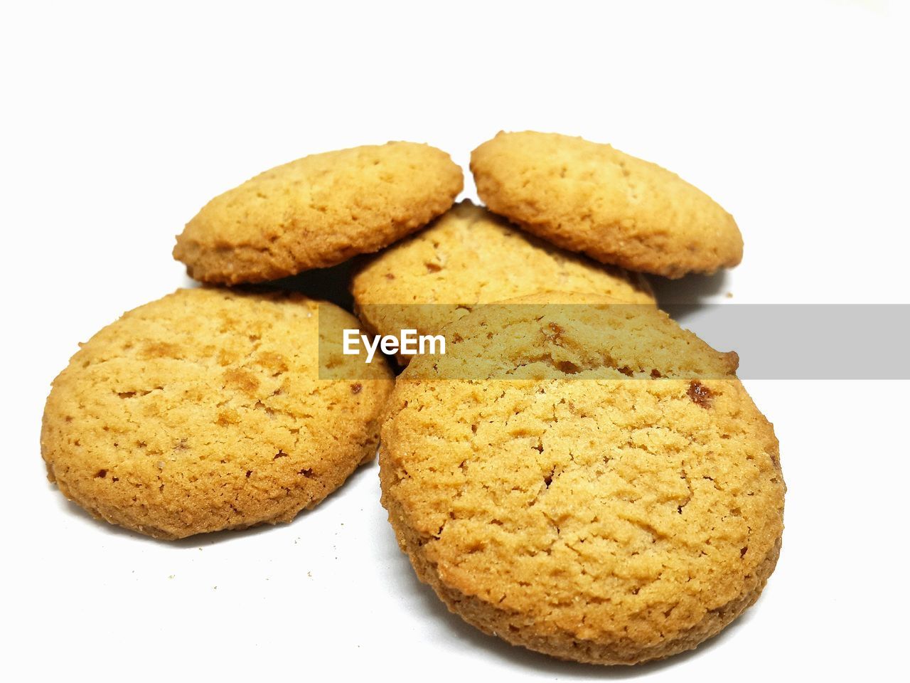 Close-up of cookies against white background