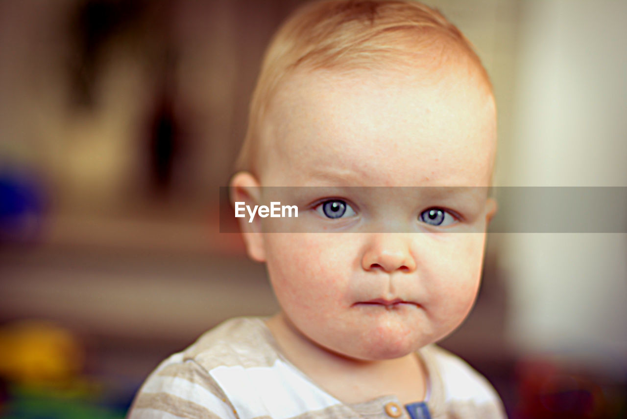 Close-up portrait of cute baby boy