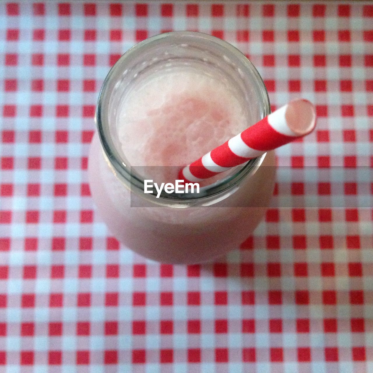 High angle view of drink on table