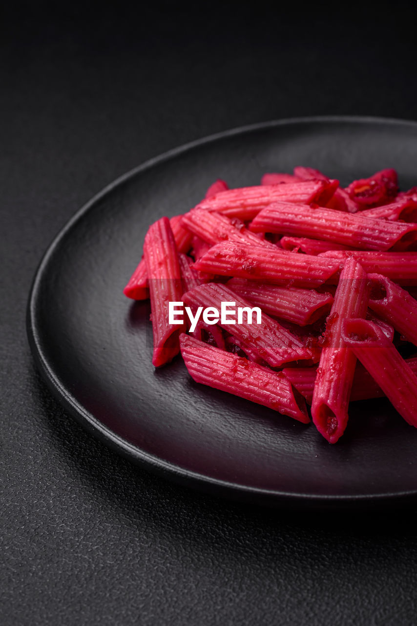 high angle view of food in plate on table