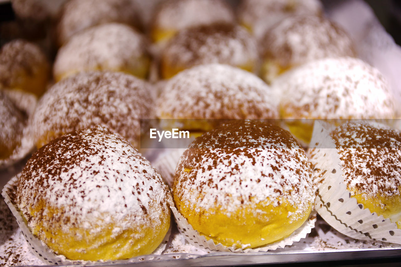 Close-up of donuts