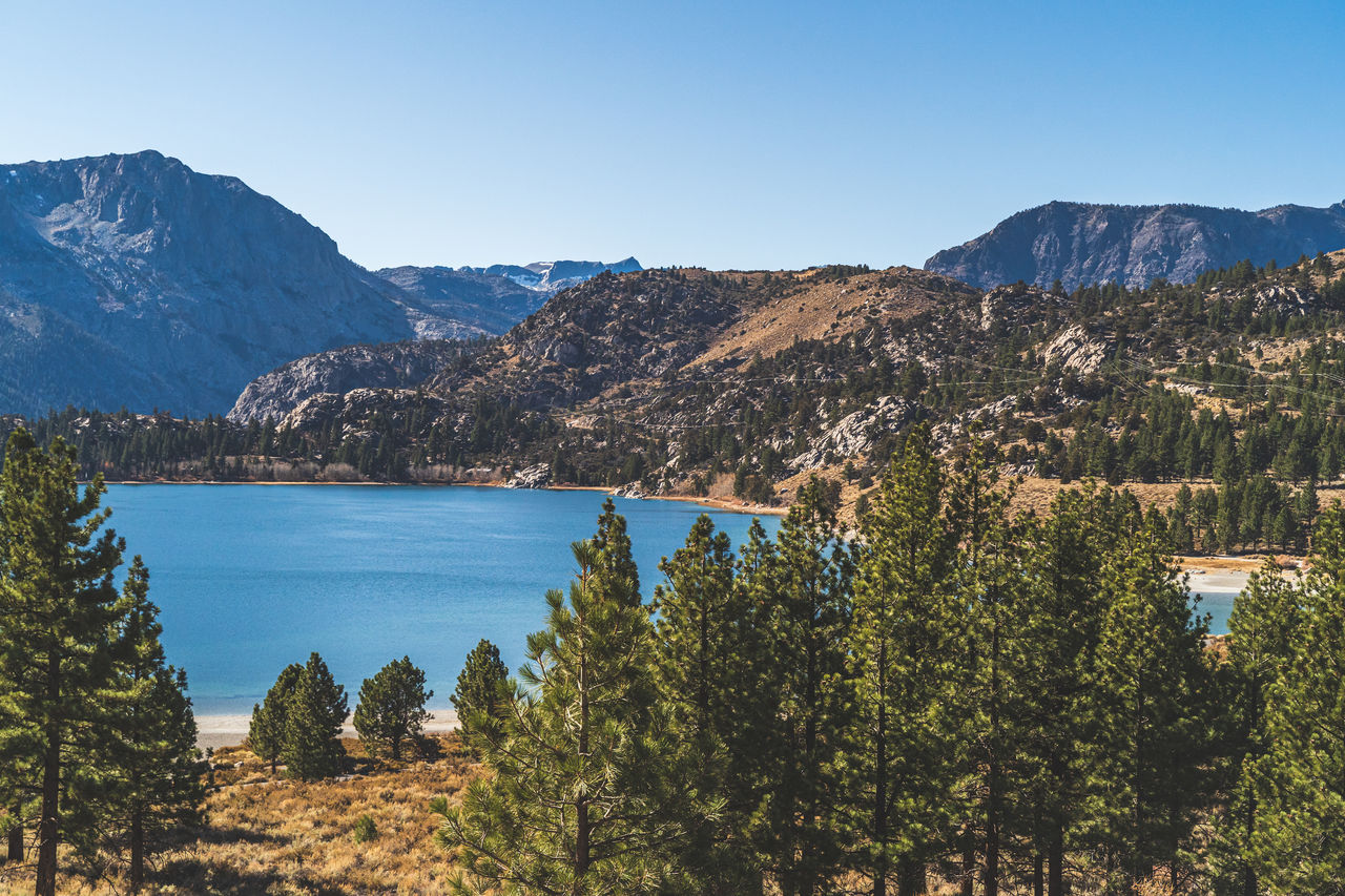 Beautiful june lake in mono county california in fall. carson peak in background