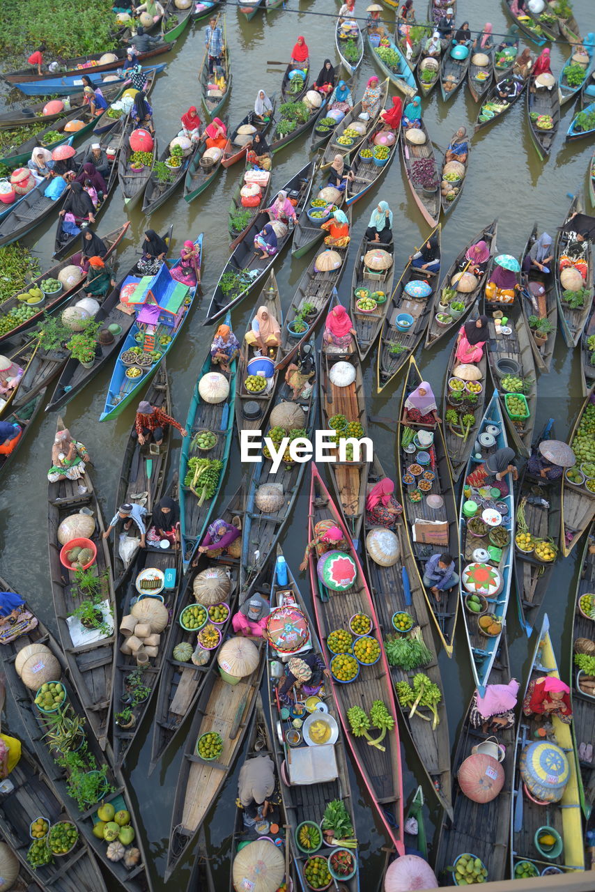 Aerial view of floating market