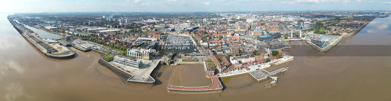 high angle view of city street