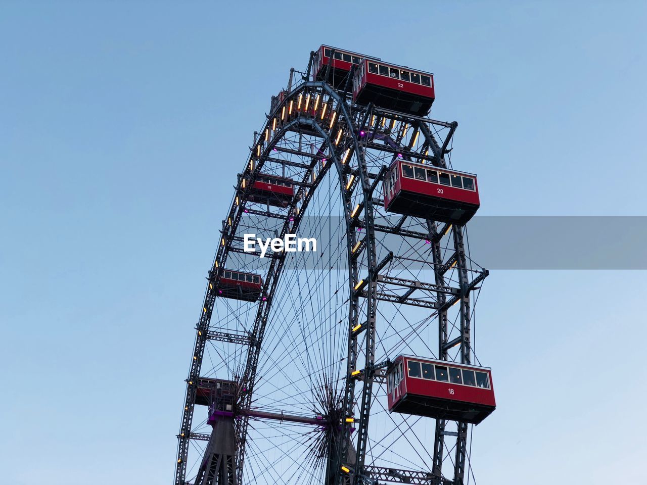 Ferris wheel in vienna on a day with clear blue sky