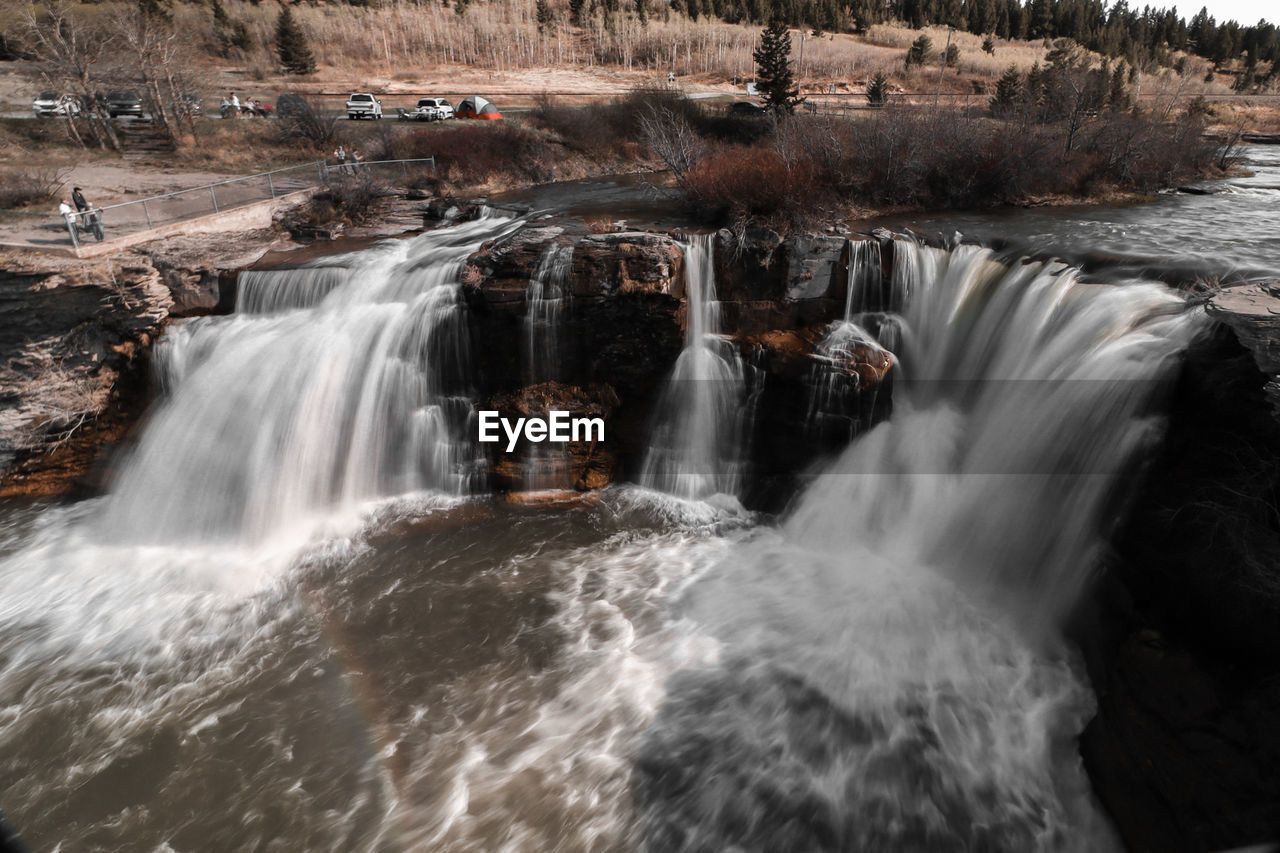 Scenic view of waterfall