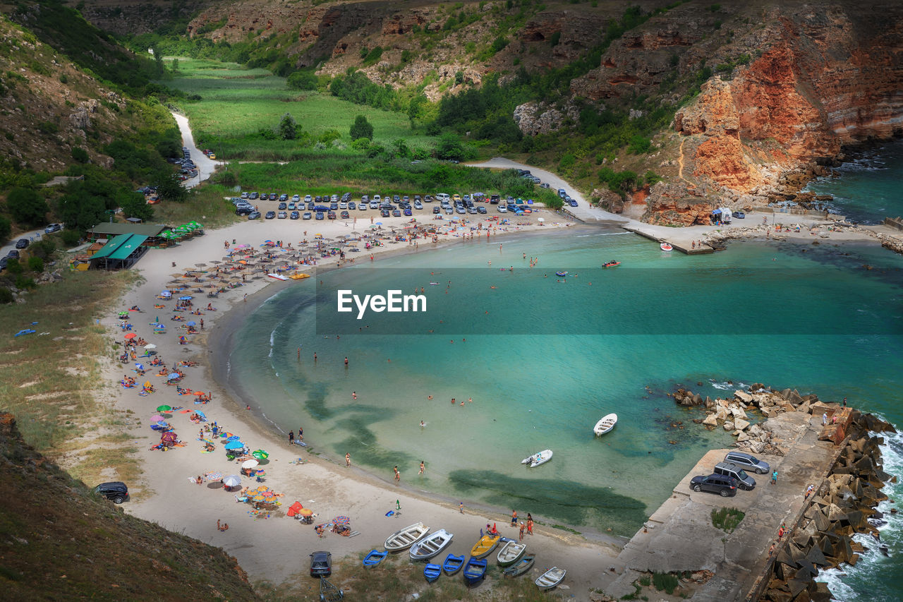 High angle view of beach