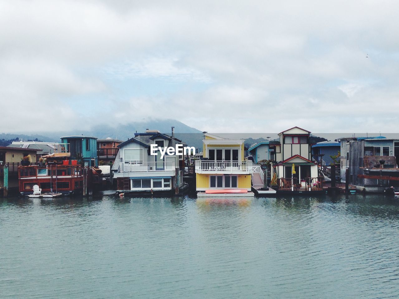 Wooden houses at lakeshore