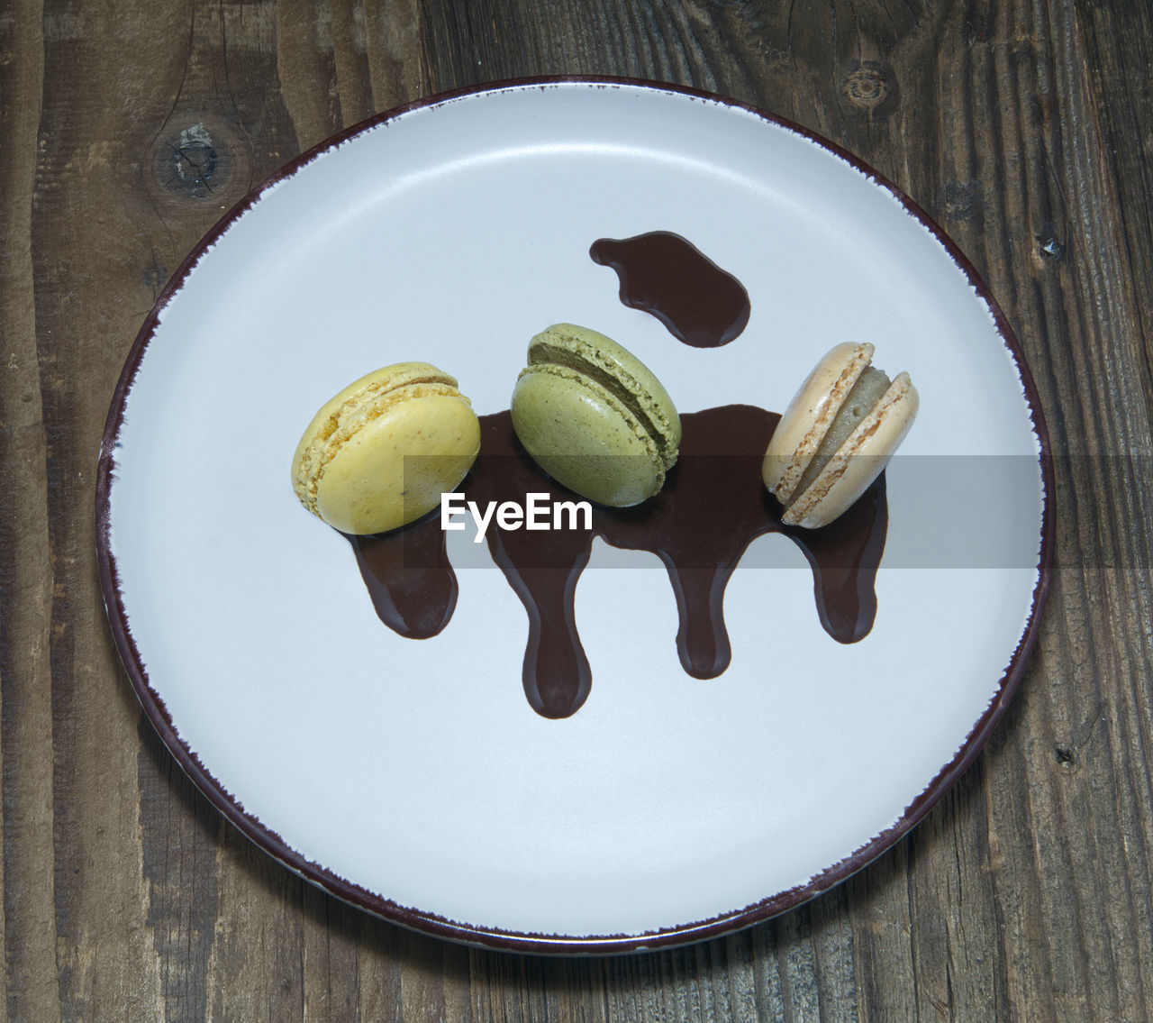 High angle view of food in plate on table