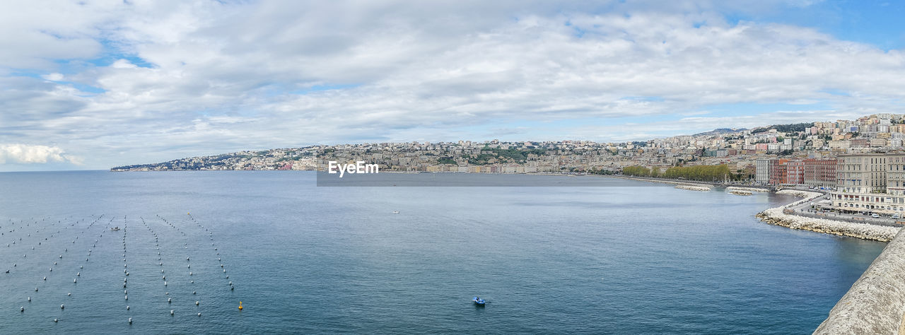 Landscape of the gulf of napoli with napoli, mergellina and posillipo