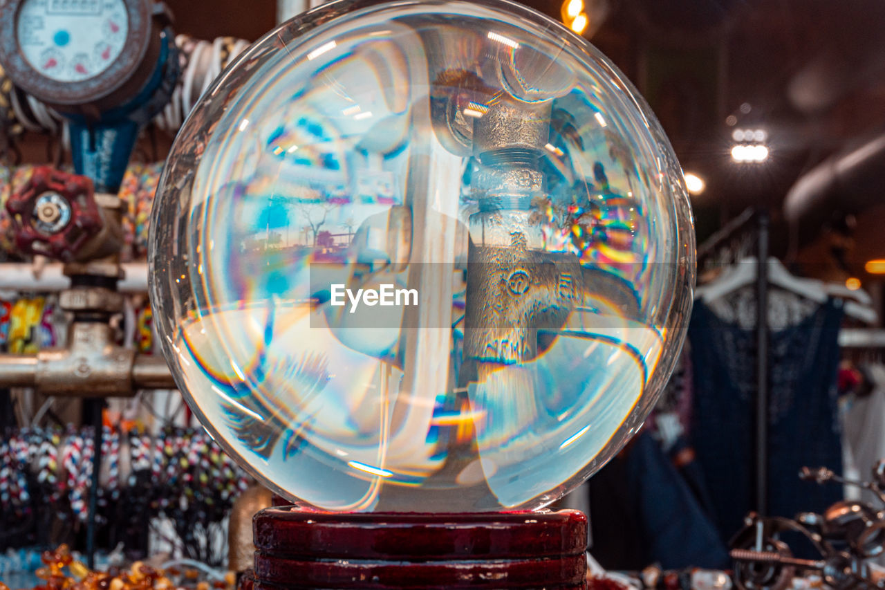 Crystal ball inside a gift shop.