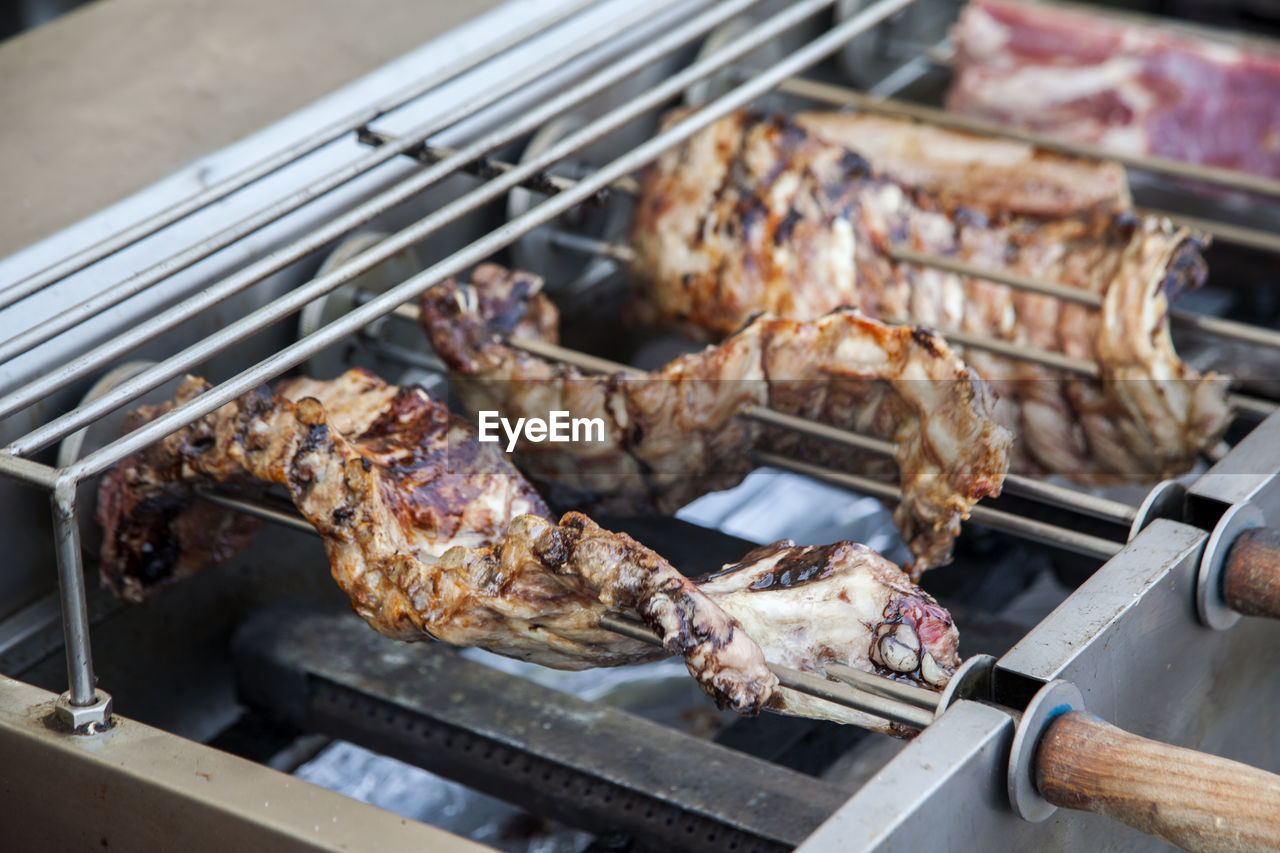 Close-up of seafood on barbecue grill