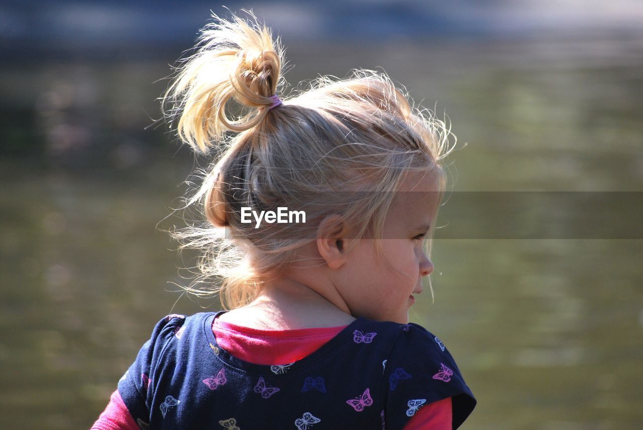 Close-up of girl with blond hair