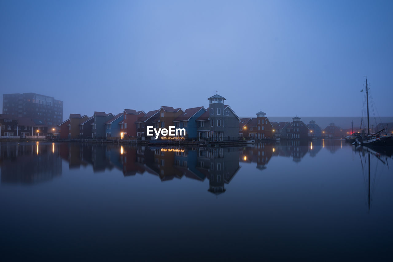 Reflection of buildings in water