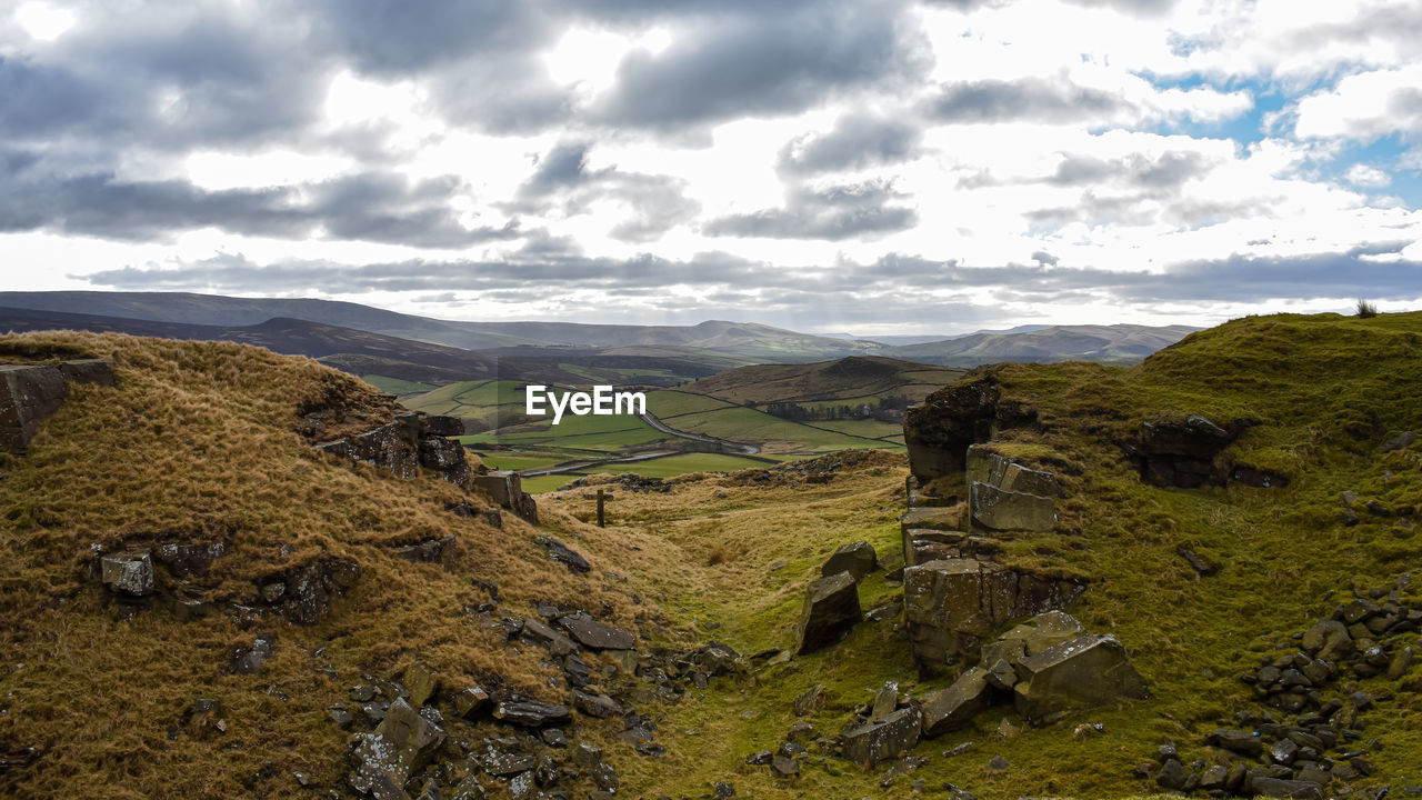 high angle view of landscape against sky