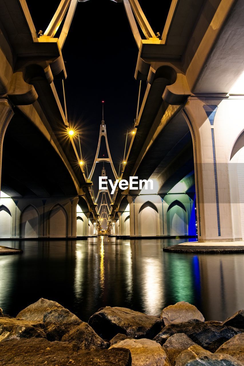 ILLUMINATED ARCH BRIDGE IN BUILDING