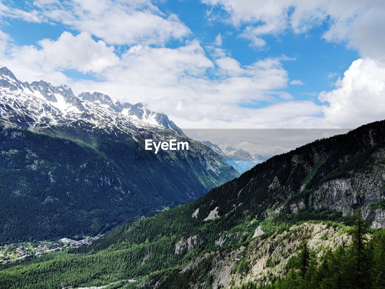 Scenic view of mountains against cloudy sky