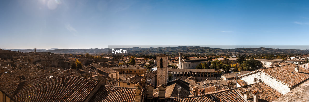 High angle view of townscape against sky