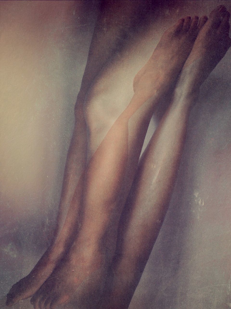 Digital composite image of women legs at home