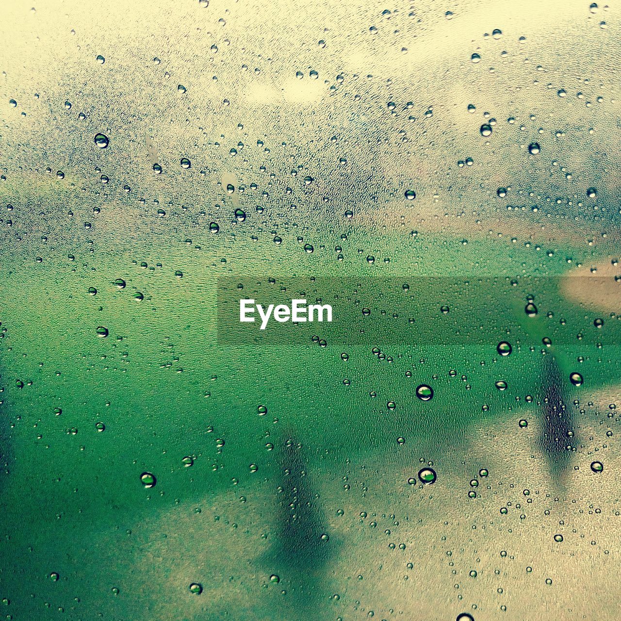 Close-up of water drops on glass window in rainy season