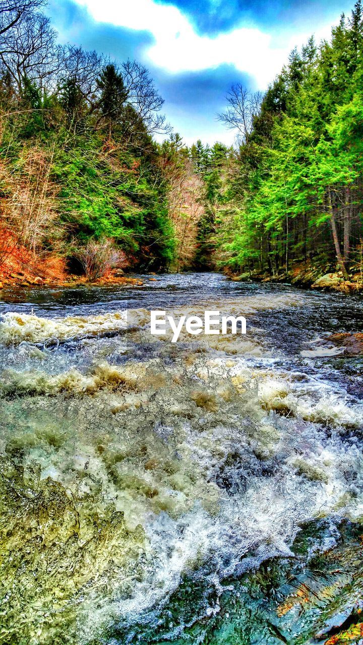 SCENIC VIEW OF RIVER FLOWING THROUGH ROCKS