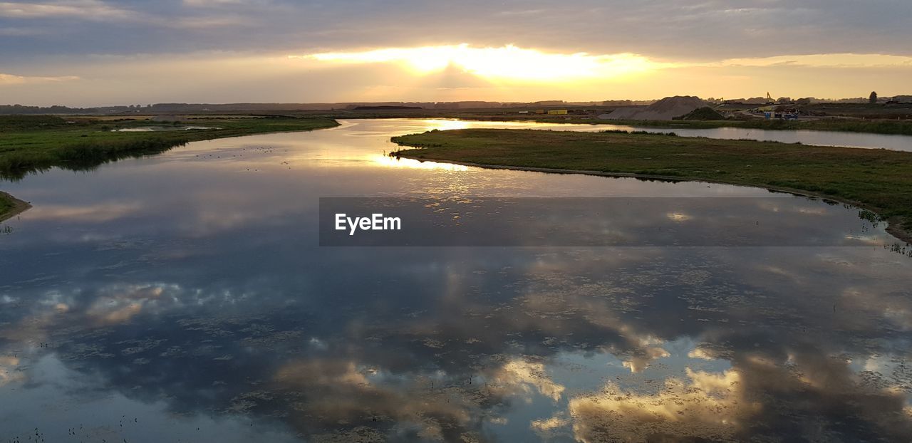 SCENIC VIEW OF SEA AGAINST SUNSET SKY