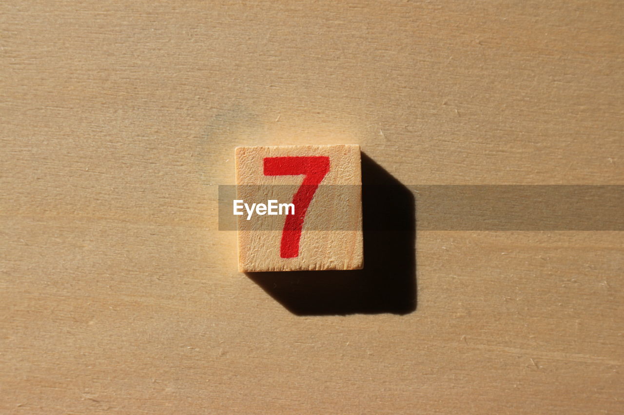 Close-up of number 7 on wood