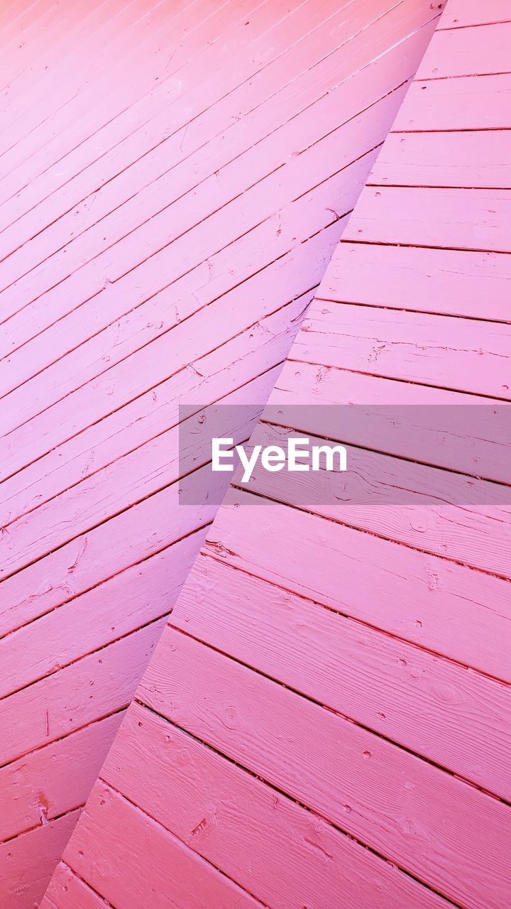 HIGH ANGLE VIEW OF BOARDWALK ON FOOTPATH AGAINST WALL