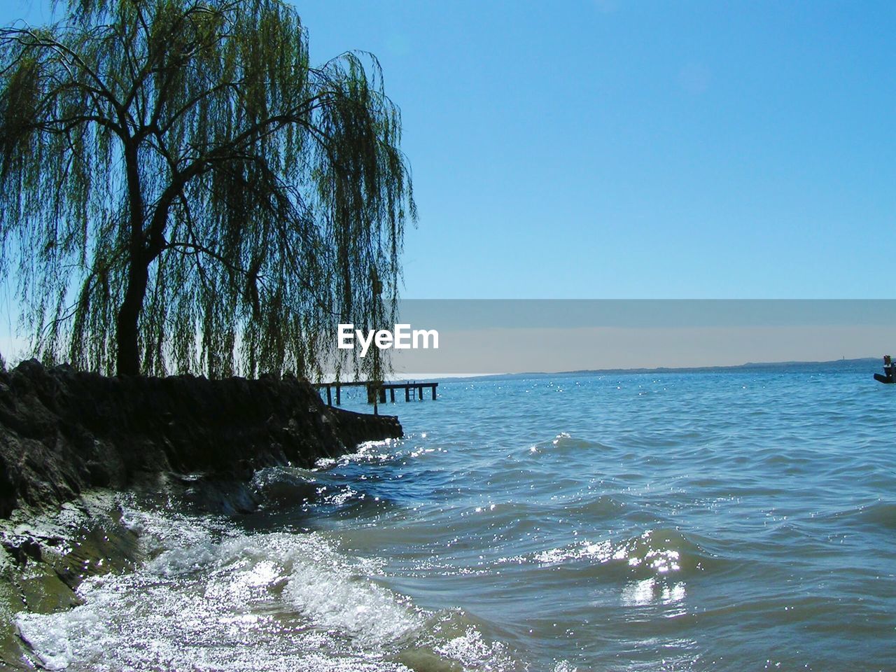 VIEW OF SEA AGAINST CLEAR BLUE SKY