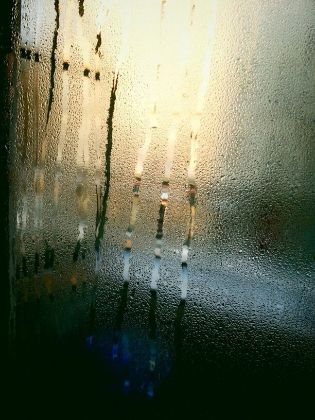 CLOSE-UP OF WATER DROPS ON WINDOW