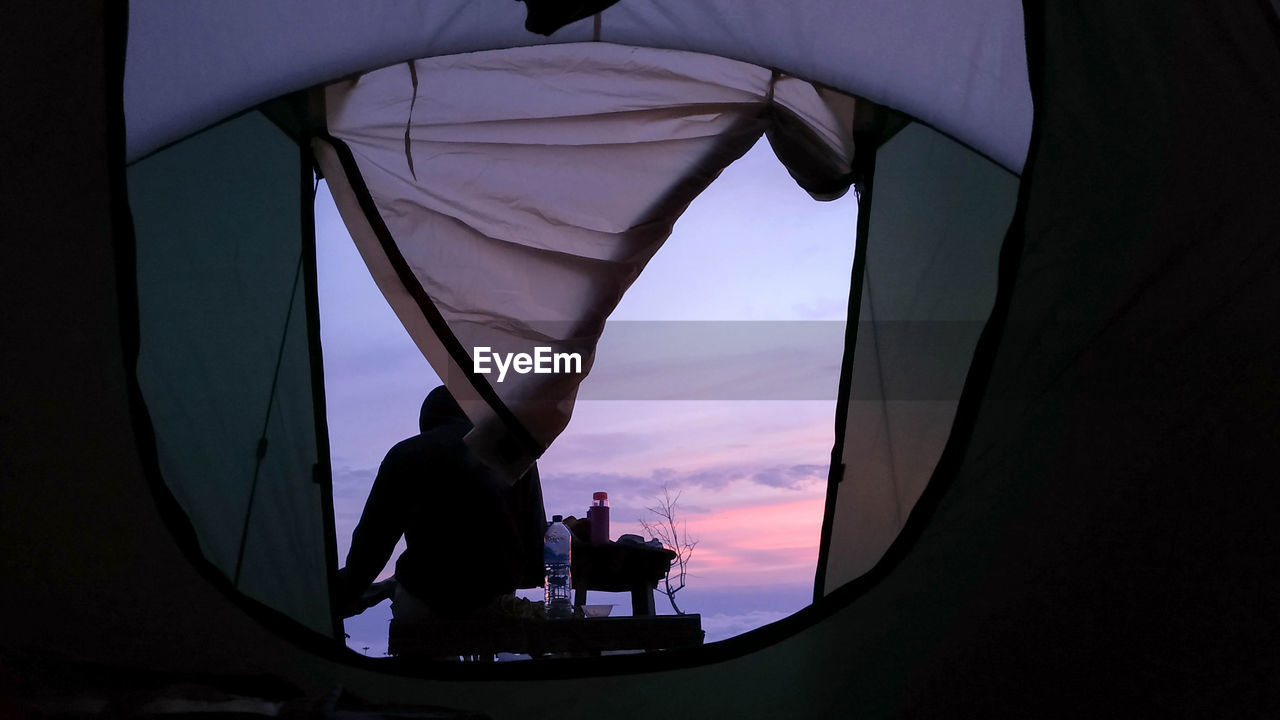 Enjoy the sunrise from the camping tent