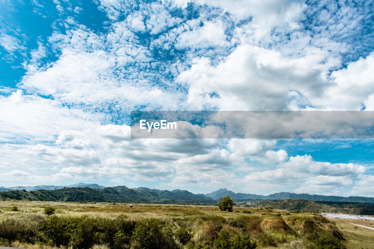 Scenic view of land against sky