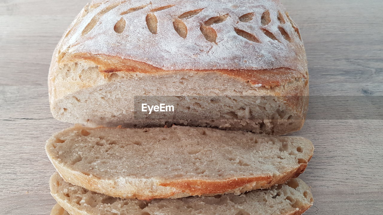 HIGH ANGLE VIEW OF BREAD ON TABLE