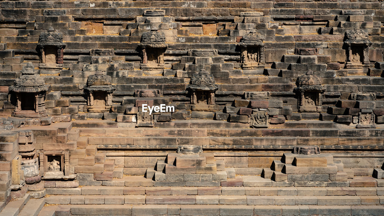 Ancient carvings on modhera sun temple in india