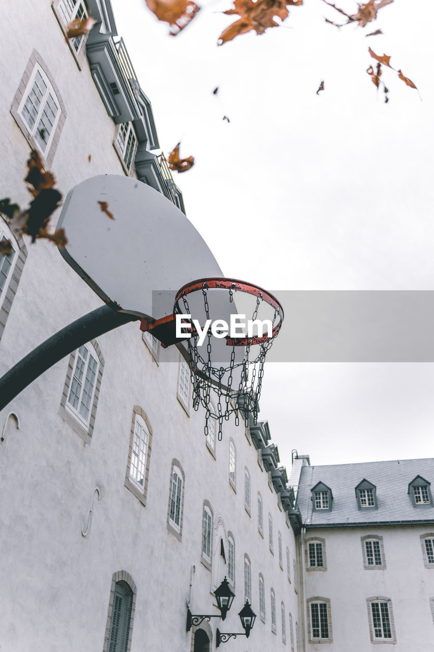 Low angle view of basketball hoop against sky