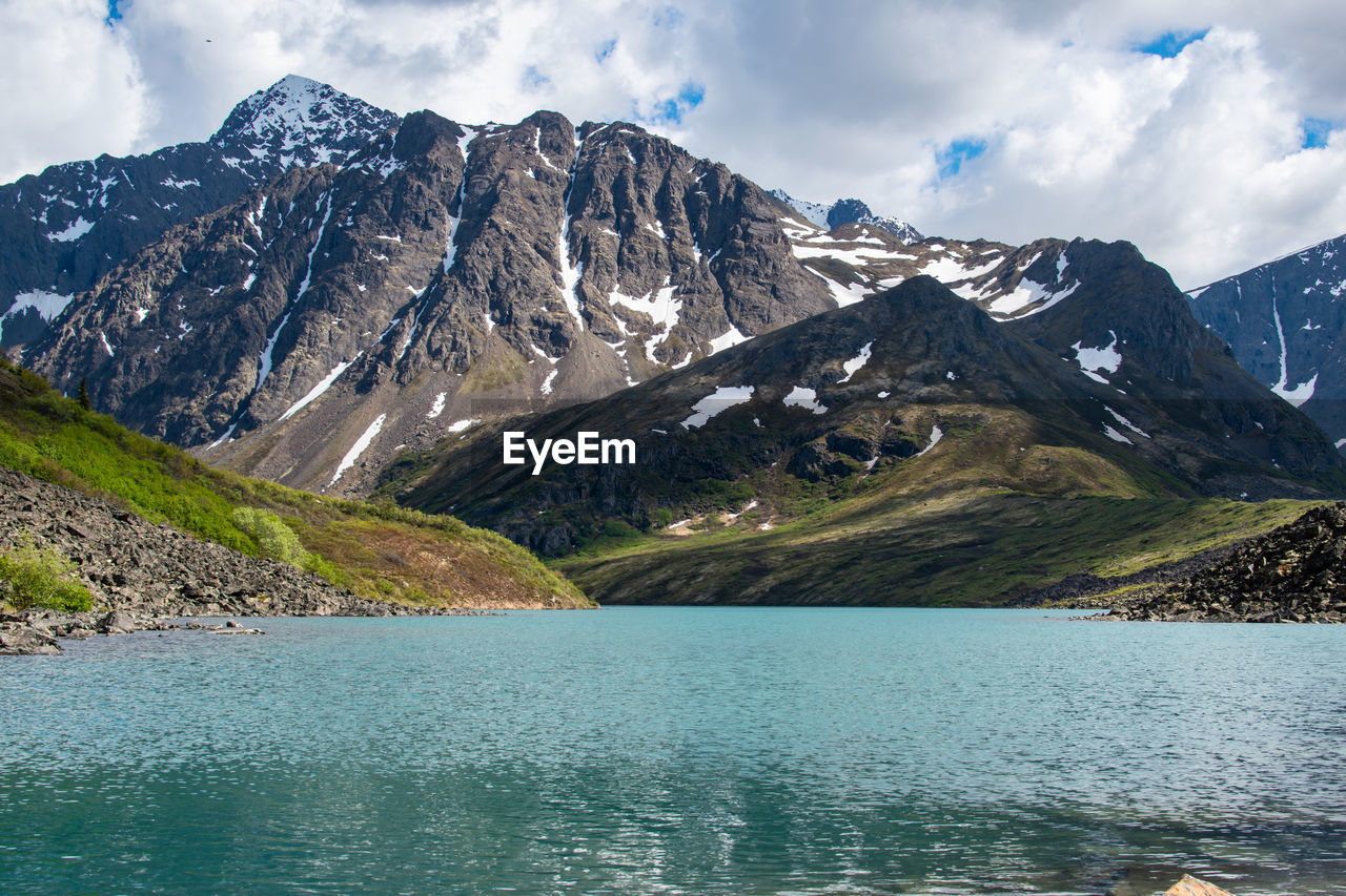 PANORAMIC VIEW OF SNOWCAPPED MOUNTAINS AGAINST SKY