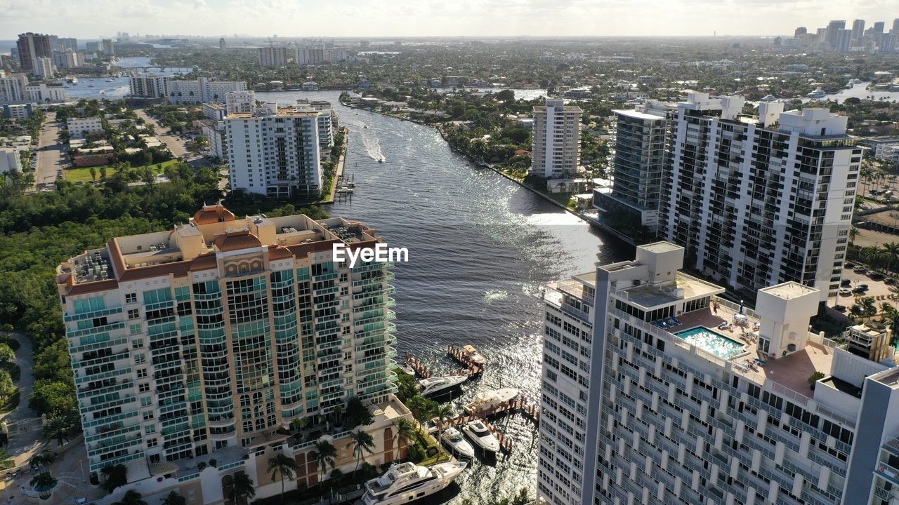 HIGH ANGLE VIEW OF BUILDINGS AND CITY IN BACKGROUND