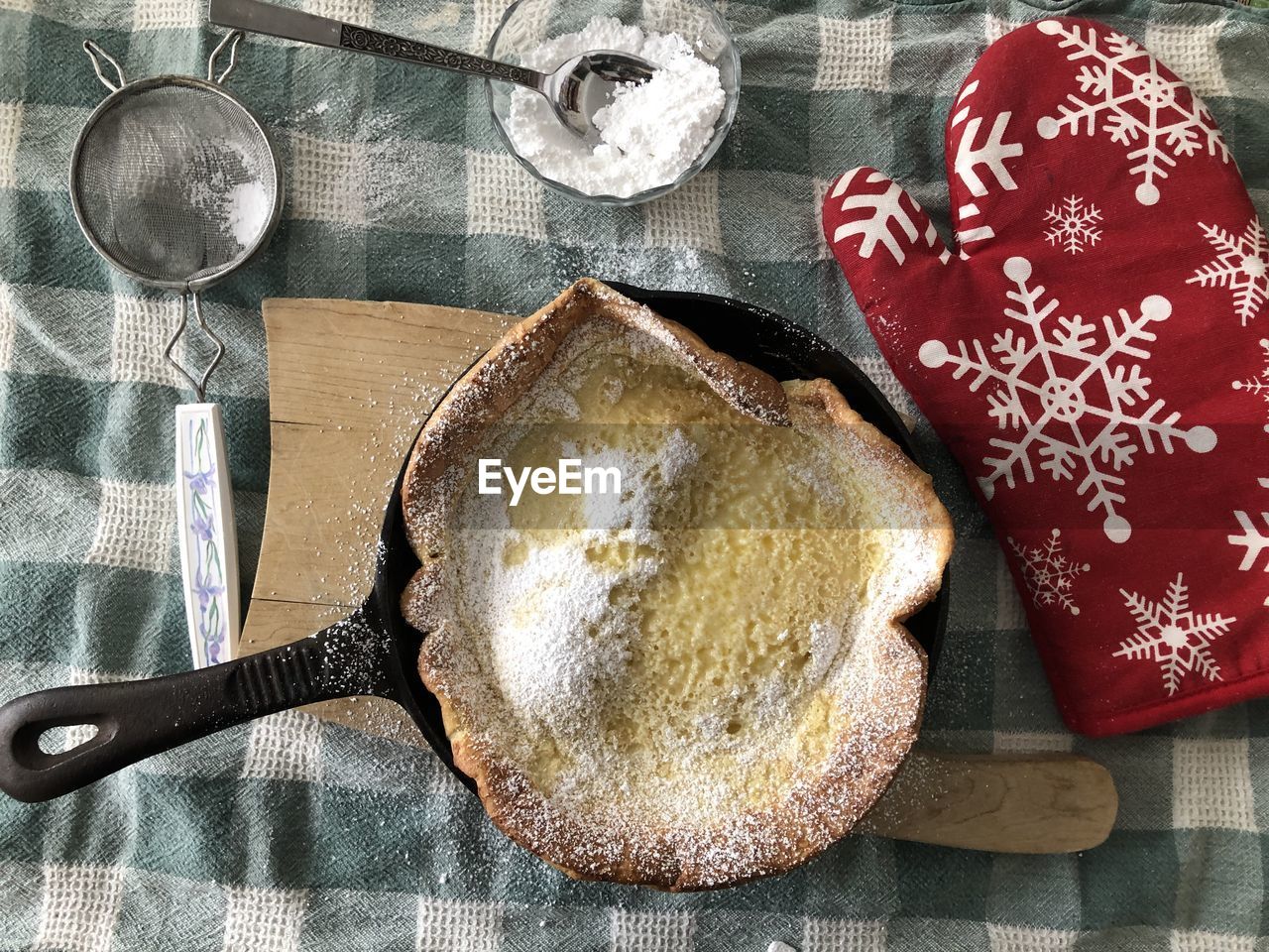 High angle view of bread on table