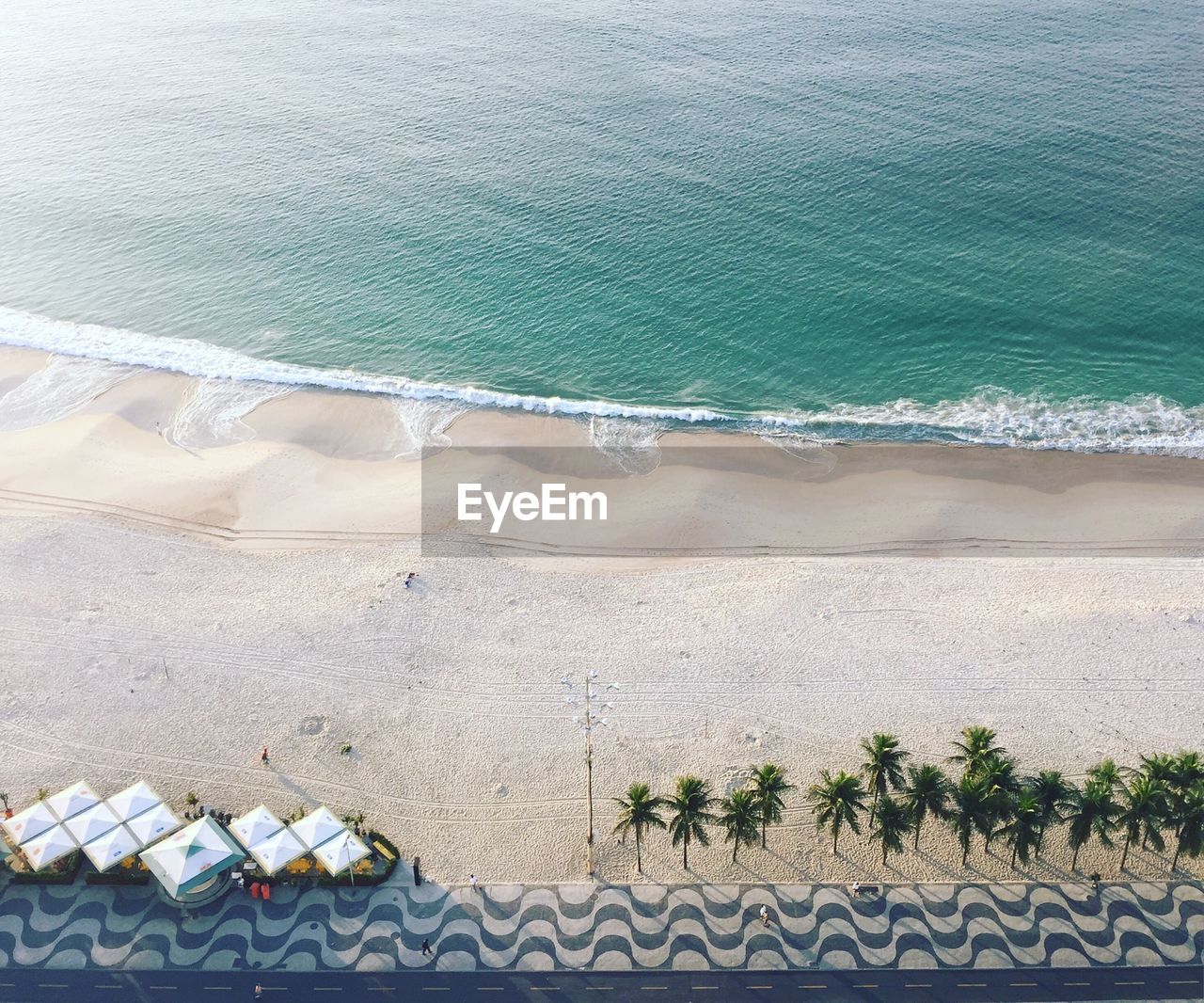 High angle view of beach and sea