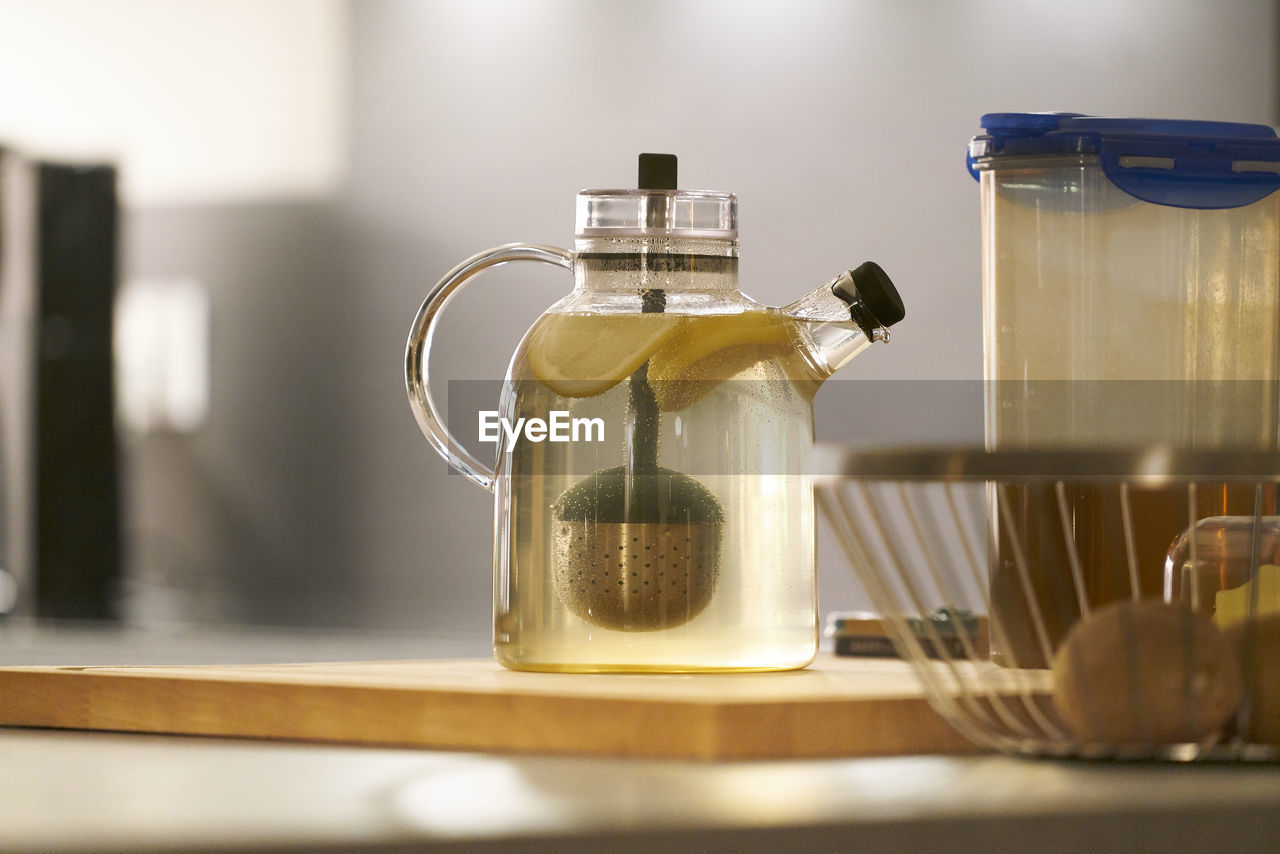 CLOSE-UP OF DRINK IN JAR