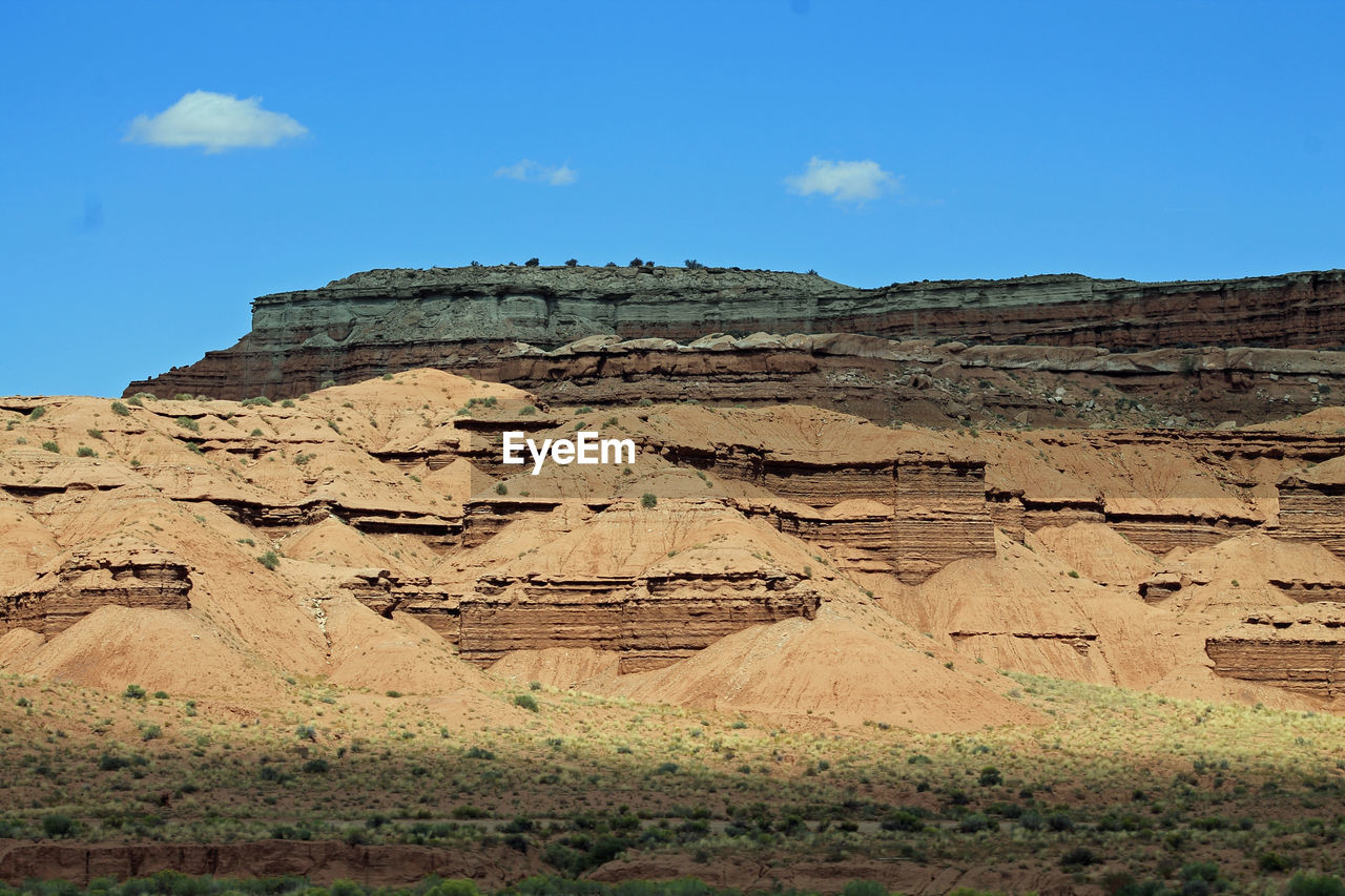 Scenic view of rock formations on landscape against sky