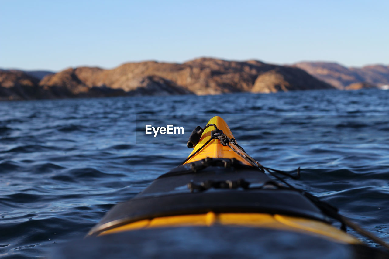 Close-up of kayak in sea