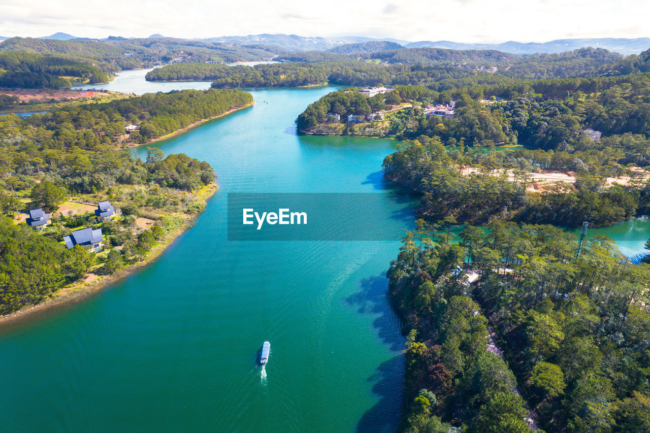 Aerial view of tuyen lam lake da lat city, vietnam.