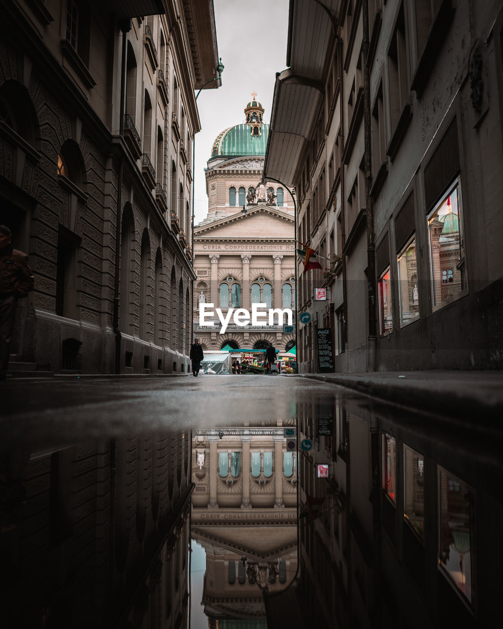 Reflection of buildings in city