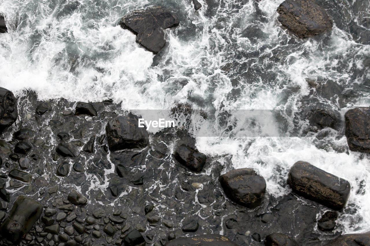 WAVES SPLASHING ON ROCKS