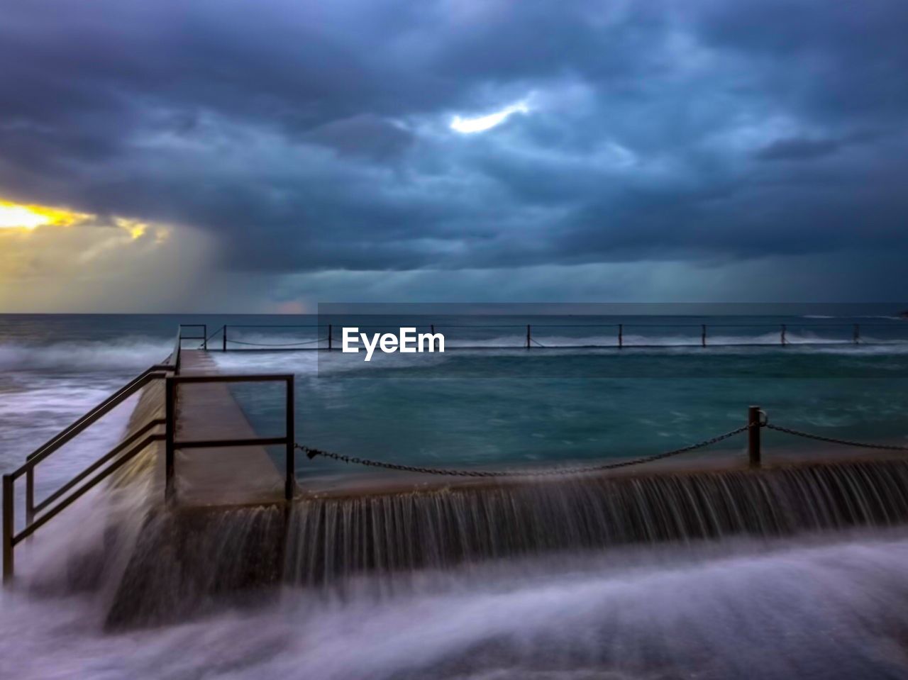 Scenic view of sea against cloudy sky