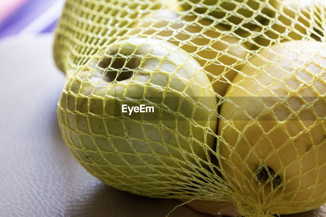 Close-up of food green apples