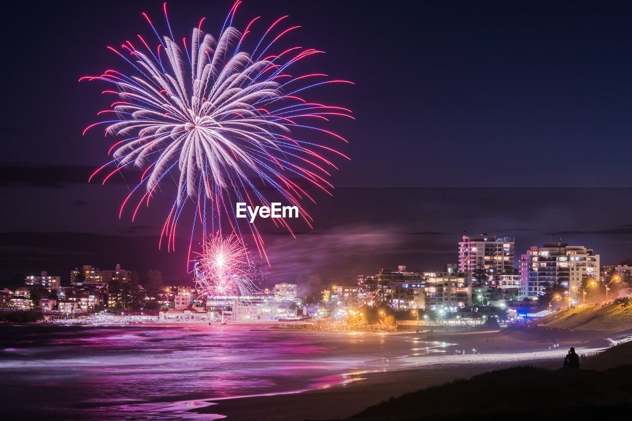 Fireworks exploding over cronulla