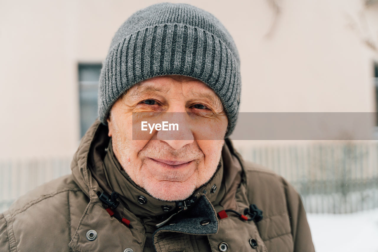 Portrait of senior man during winter